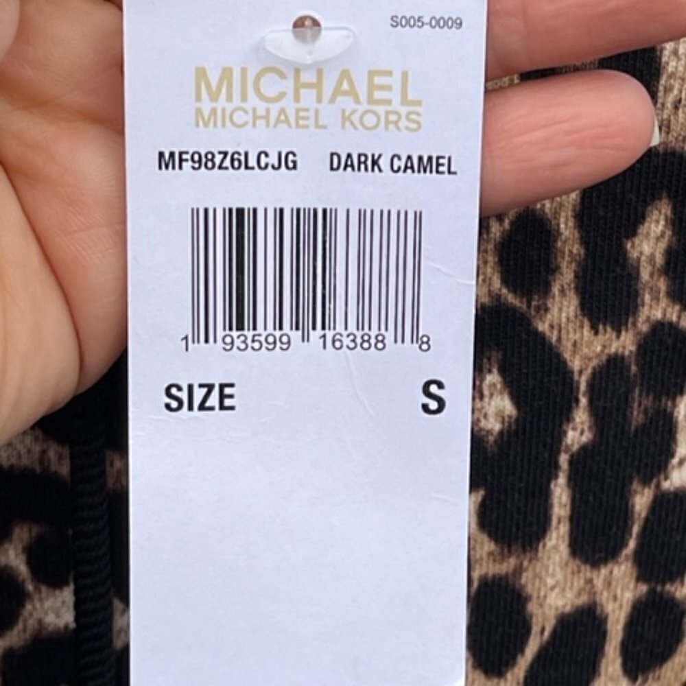 MICHAEL KORS NWT Women's Leopard Print Long Sleeve Cotton Terry Hoodie Dress Sml - Picture 15 of 16